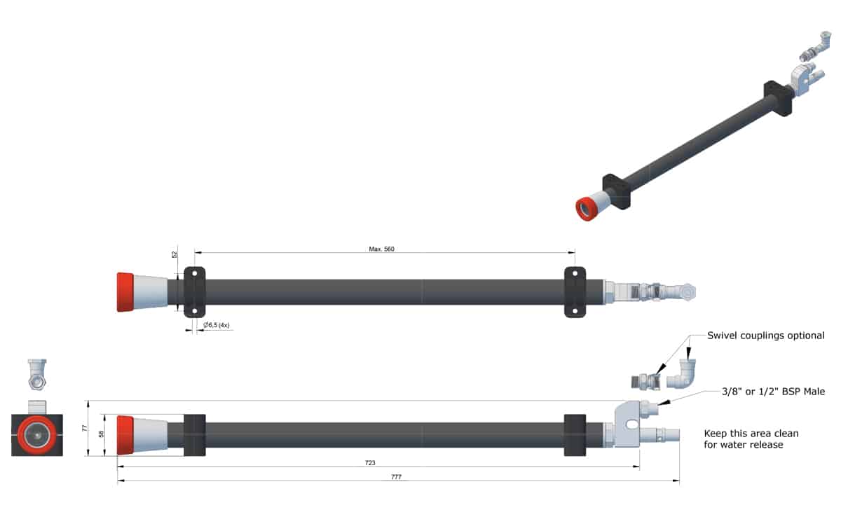 ROV Zero-thrust Cavitation Cleaning Lance (Max. 80 LPM at 300 bar)