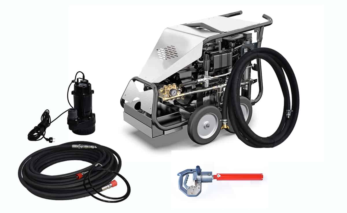 Semi PRO kit with DR200 drill and Diesel High Pressure Unit (30 LPM at 280 bar)